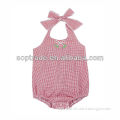 Bow baby suits plaid sleeveless romper pattern